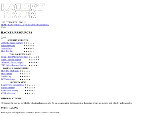 links screenshot