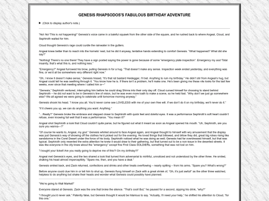 fanfiction/works/finalfantasy/7/genesisbirthday screenshot