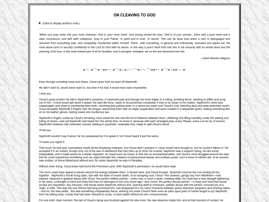fanfiction/works/finalfantasy/7/oncleavingtogod screenshot
