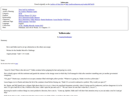 Fic/Yellowcake screenshot