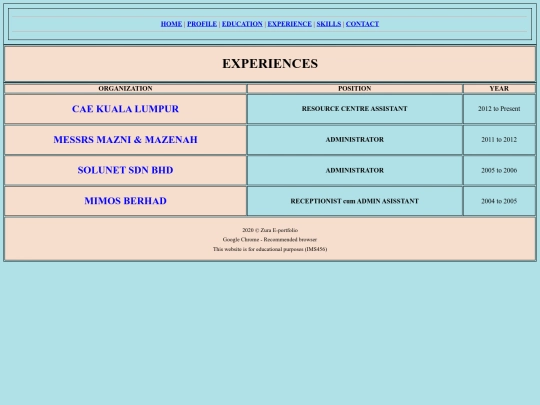 Experience screenshot