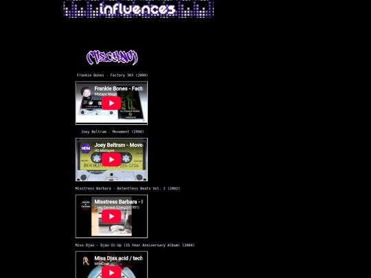 influences screenshot