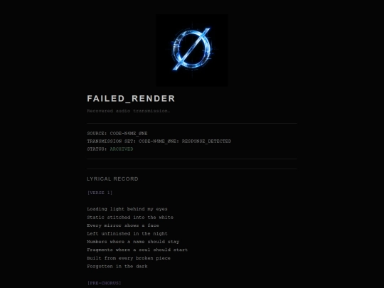 CODE-N4ME_ØNE: RESPONSE_DETECTED/FAILED_RENDER screenshot