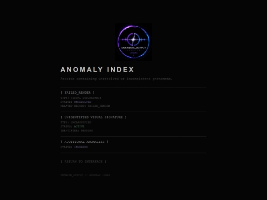 anomalies screenshot