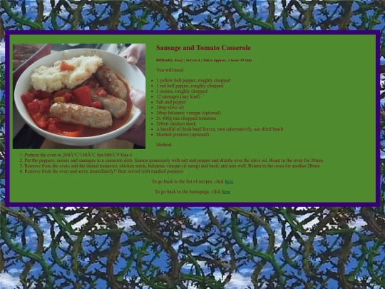 Recipes/Sausage and Tomato Casserole screenshot
