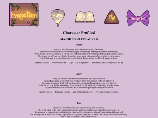 Characters screenshot