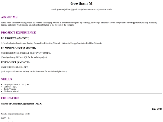 RESUME screenshot