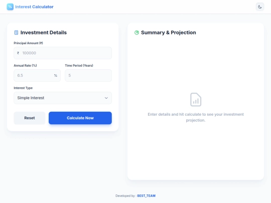 WEB APP/Interest Calculator/interest_cal screenshot