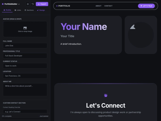 WEB APP/portfolio_builder/portfolio_builder screenshot
