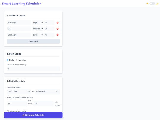 project /Smart Learning Scheduler/in screenshot
