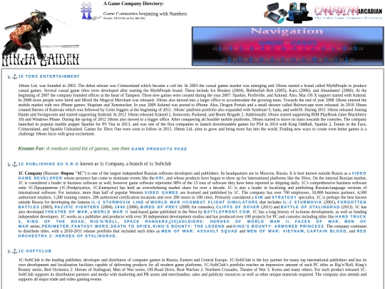 Game Companies - NUMBERS PAGE - screenshot