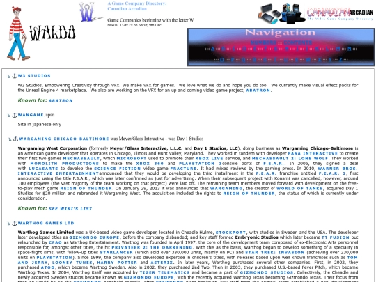 Game Companies - W PAGE - screenshot