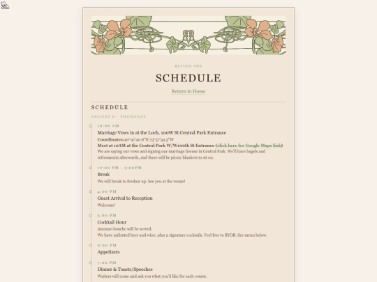 schedule screenshot