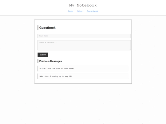 guestbook screenshot