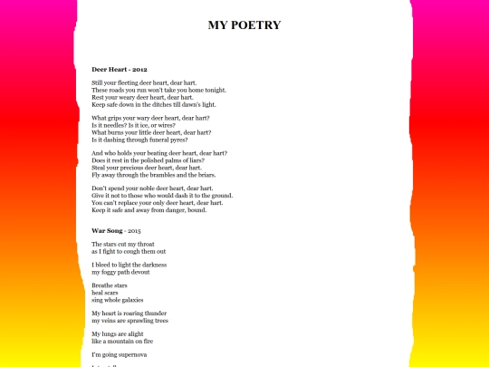 Writing/poetry screenshot