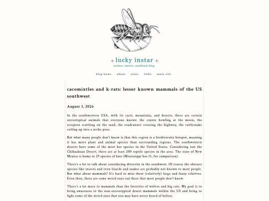 blog/mammals screenshot