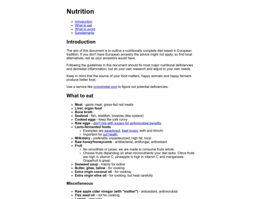 nutrition screenshot