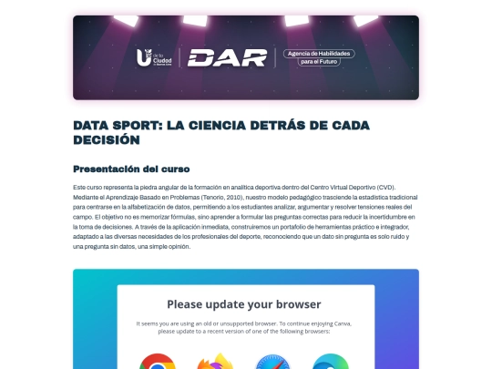 DAR/Data Sport: la ciencia detrás de cada decisión/home screenshot