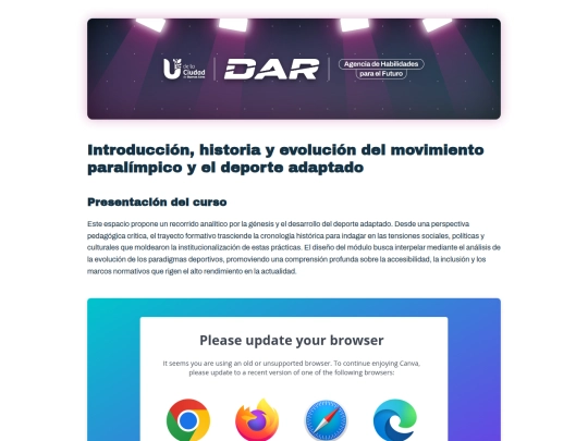 DAR/Paradeporte/home screenshot