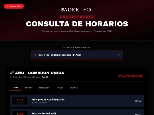 uader/horarios screenshot