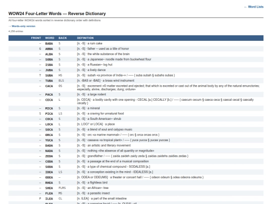 word-lists/fours-atg screenshot