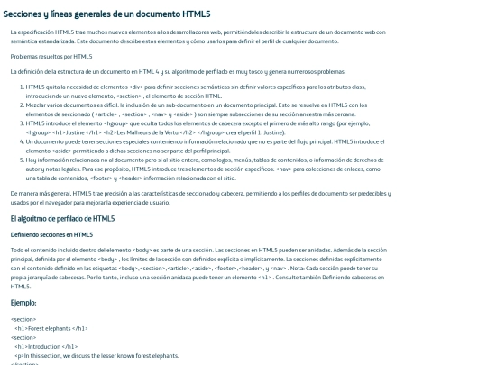 Modulo 1: Introducción a los elementos básicos de HTML, CSS /Entrega P2P obligatoria/Secciones y líneas generales de un documento HTML5 screenshot
