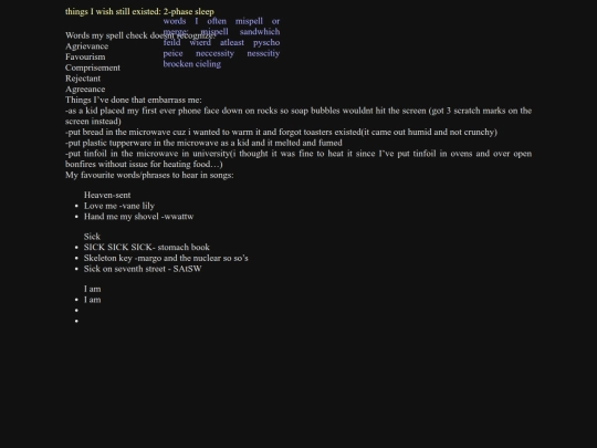 thoughts/lists screenshot
