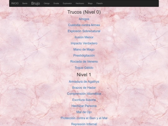DyD5/Conjuros/Brujo screenshot