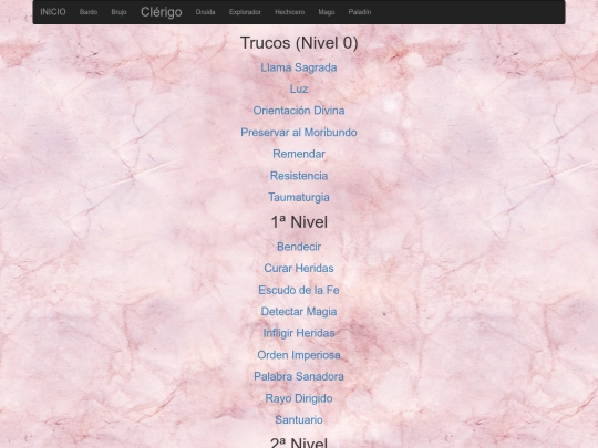 DyD5/Conjuros/Clerigo screenshot