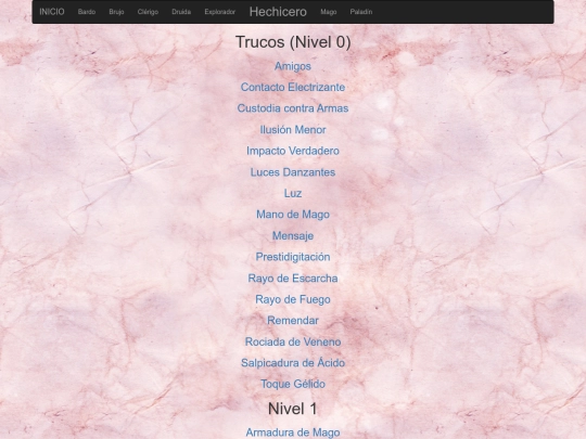 DyD5/Conjuros/Hechicero screenshot