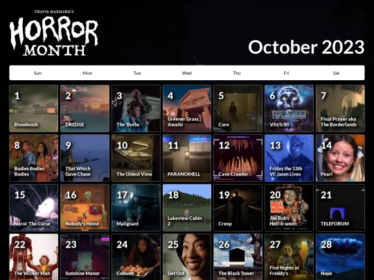 horror-month/legacy/calendar screenshot