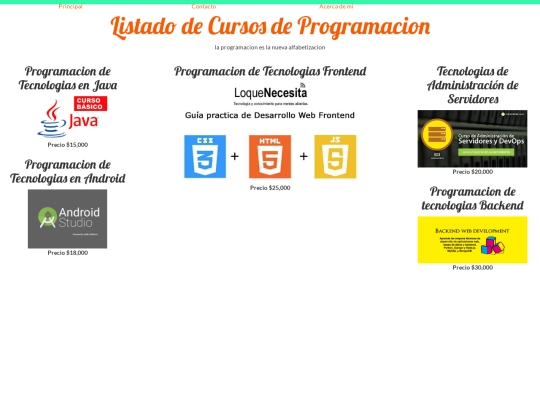 cursos/menu screenshot