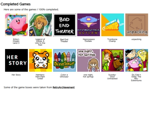 iframes/Interest Pages/Gaming Consoles/CompletedGames screenshot