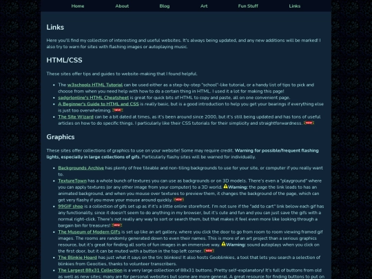 links screenshot