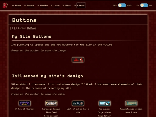 links/buttons screenshot