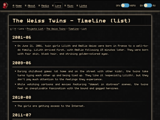 lore/weiss-twins/timeline-list screenshot