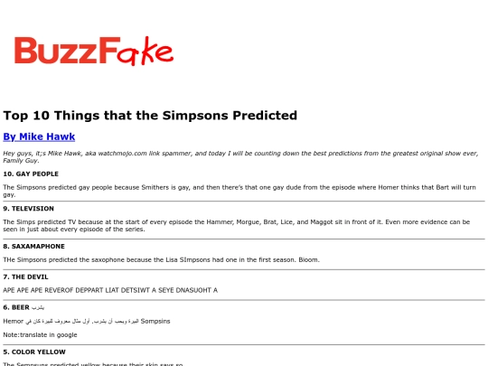 buzzfake/top10simpsons screenshot