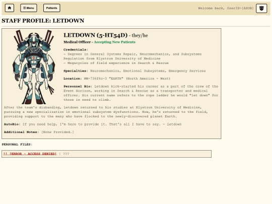 ocs/tf/staff/letdownprofile screenshot