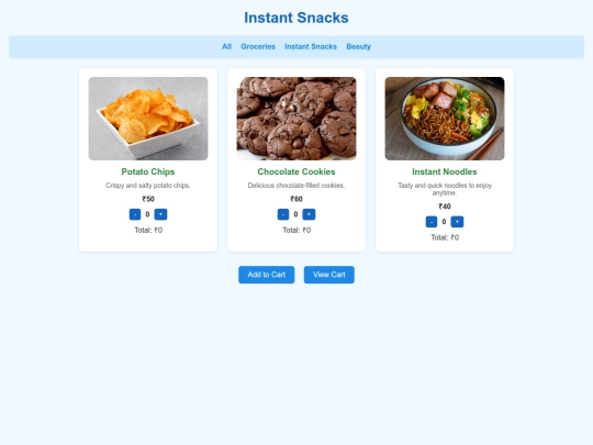 Websites/quick vendor/snacks screenshot