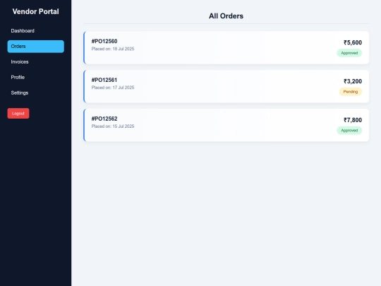 Websites/vendor page/orders screenshot