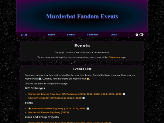 events screenshot