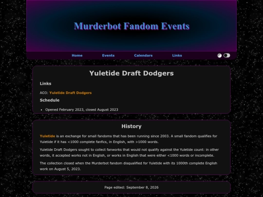 events/yuletide-draft-dodgers screenshot