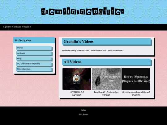 archives/videos screenshot
