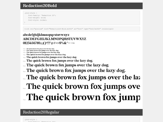 fonts/Redaction-20/demo screenshot