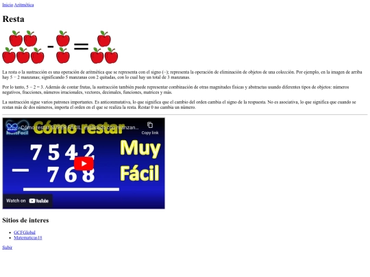 aritmetica/resta/resta screenshot