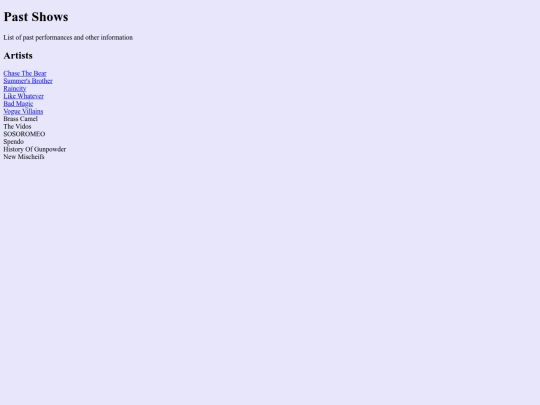 pastshows screenshot
