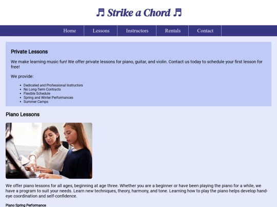 music/lessons screenshot