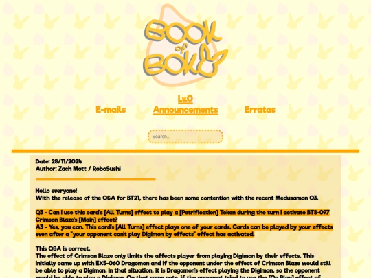 Announcements screenshot