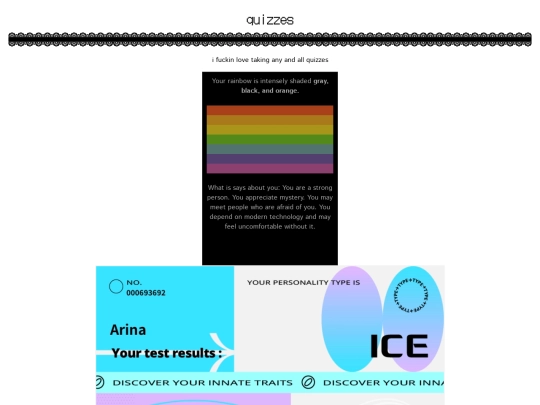 quizzes screenshot