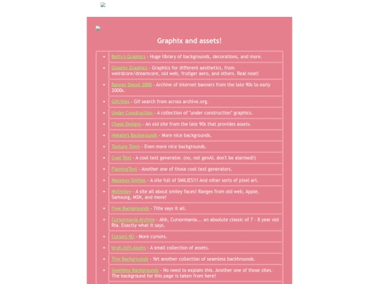 links screenshot
